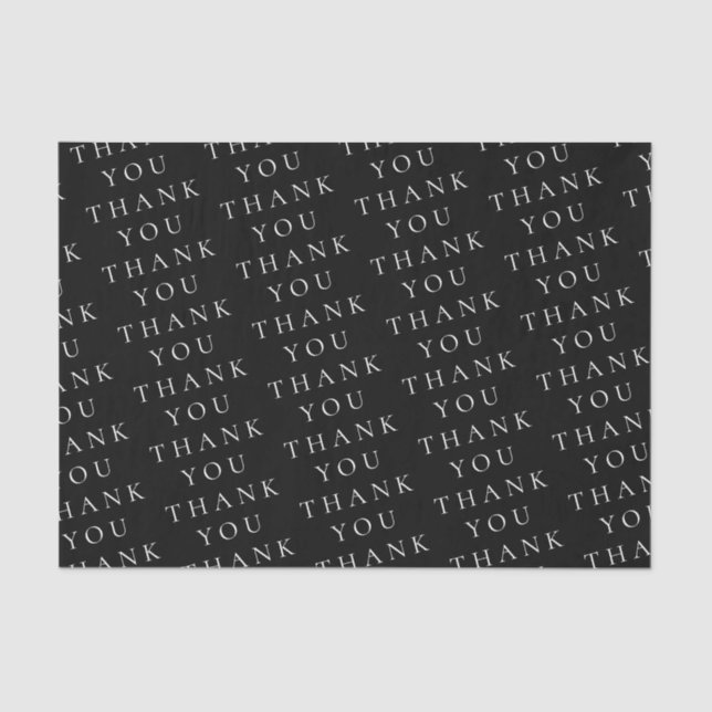 Modern Elegant Black White Thank You Custom  Tissue Paper (Front)
