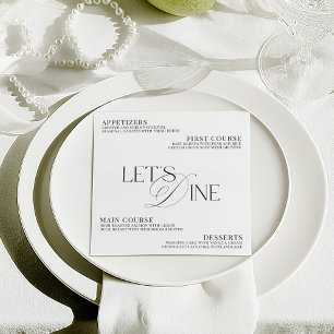 Modern Elegant Black & White Wedding Dinner Menu