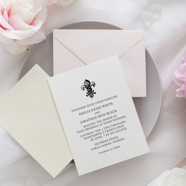 Modern Elegant Black White Wedding Invitation (Creator Uploaded)