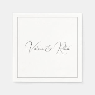 Modern Elegant Black & White Wedding Napkin