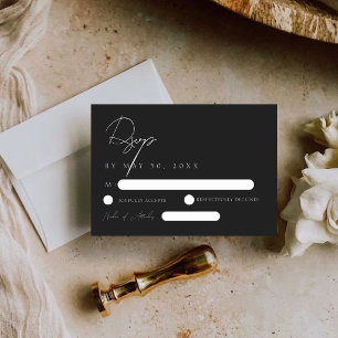 Modern Elegant Black & White Wedding RSVP Card