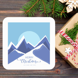 Modern Elegant Blue and White Christmas Square Sticker