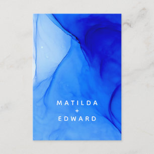 modern elegant blue and white wedding enclosure card