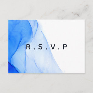 modern elegant blue and white wedding enclosure card