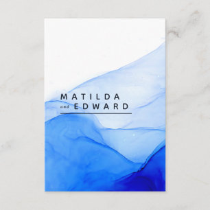 modern elegant blue and white wedding enclosure card