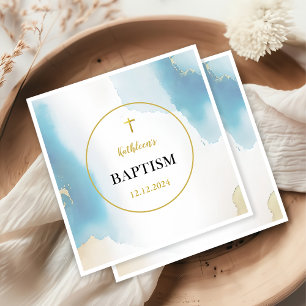 Modern Elegant Blue Baptism Napkin