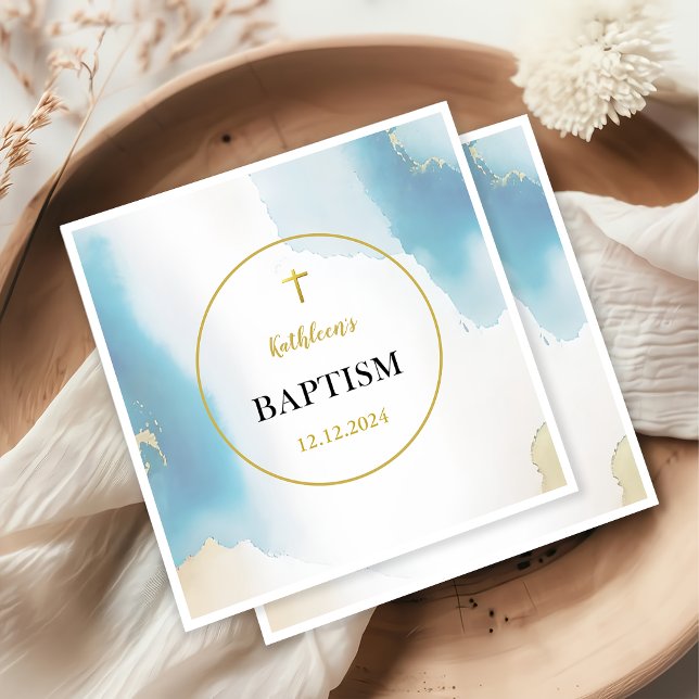 Modern Elegant Blue Baptism  Napkin (Creator Uploaded)