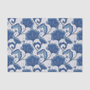 Modern Elegant blue batik pattern Tissue Paper