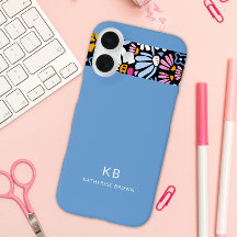 Modern Elegant Blue Black Floral Pattern