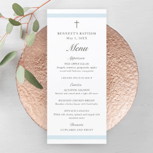 Modern Elegant Blue Boys Baptism Invitation