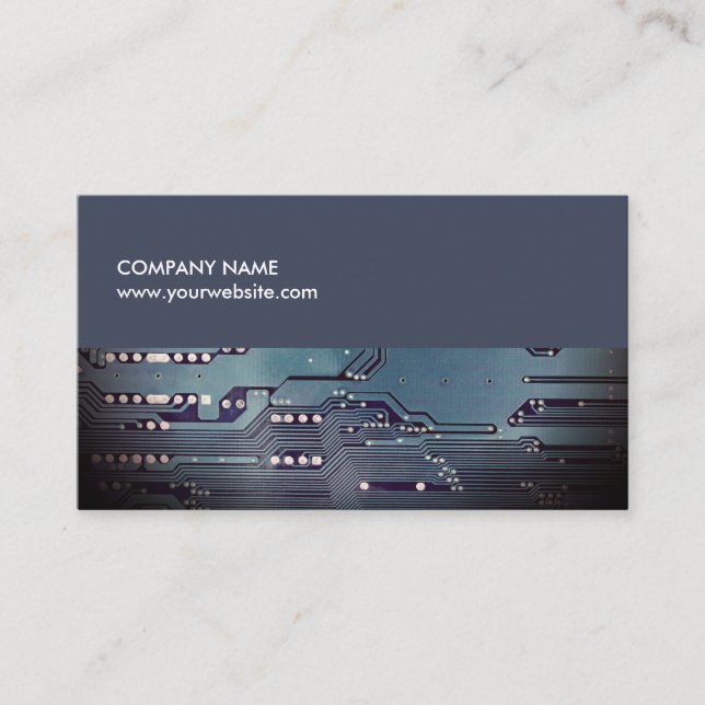 Modern Elegant Blue Circuit Board Consultant Business Card (Front)