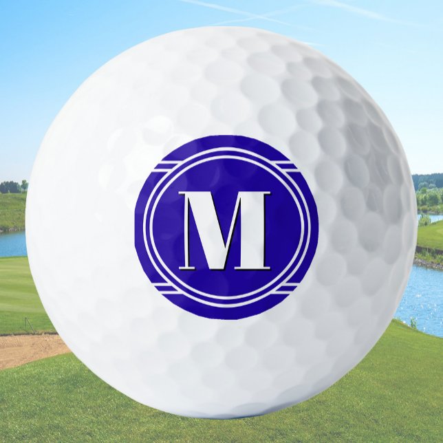 Modern Elegant Blue Custom Monogram Golf Balls (Creator Uploaded)