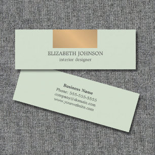 Modern Elegant Blue Faux Gold Interior Designer Mini Business Card