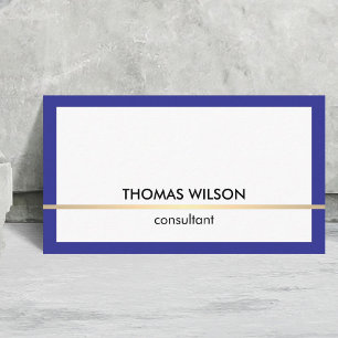 Modern Elegant Blue Faux Gold Line Consultant Business Card