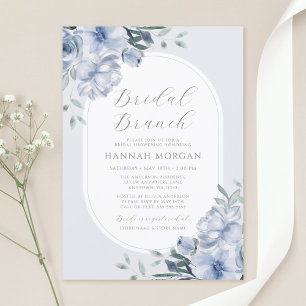 Modern Elegant Blue Floral Brunch Bridal Shower Invitation