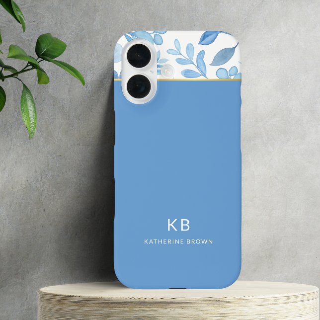 Modern Elegant Blue Floral Pattern  Case-Mate iPhone Case (Creator Uploaded)