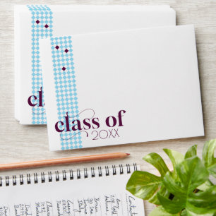 Modern Elegant Blue Graduation Cap Pattern Envelope