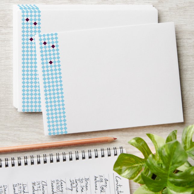 Modern Elegant Blue Graduation Cap Pattern Envelope (Stacked)