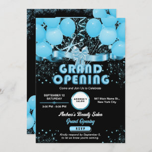 Modern Elegant Blue Grand Business Opening Custom Invitation