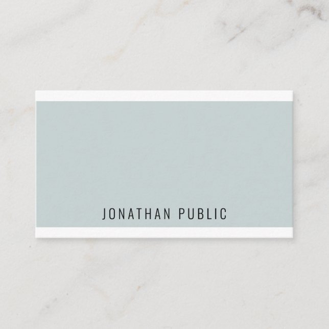 Modern Elegant Blue Green Personalised Minimalist Business Card (Front)