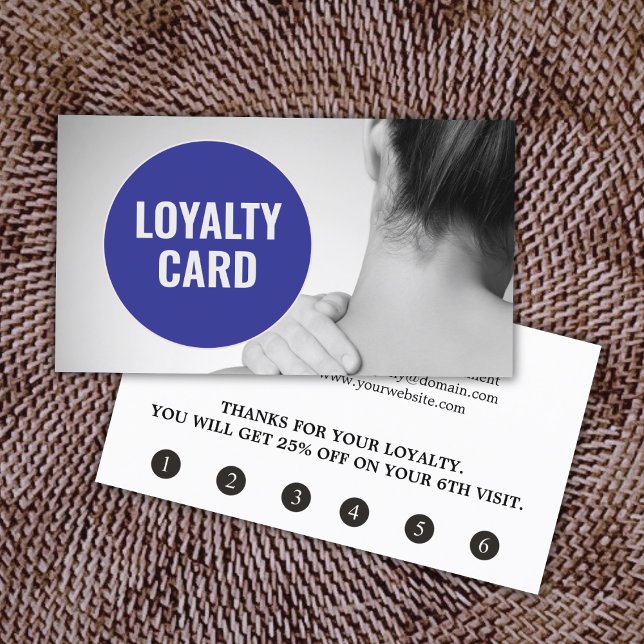 Modern Elegant Blue Grey Massage Therapist Loyalty Card (Creator Uploaded)