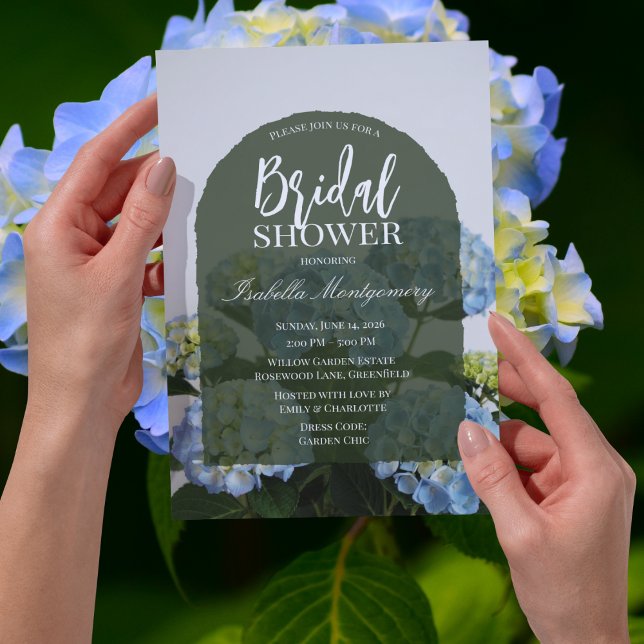 Modern Elegant Blue Hydrangea Bridal Shower Invitation (Modern Elegant Blue Hydrangea Bridal Shower Invitations
)