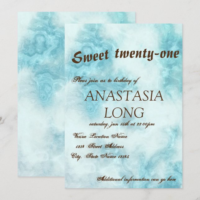 Modern Elegant Blue Marble Save The Date (Front/Back)