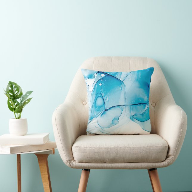 Modern Elegant Blue Marbled  Cushion (Chair)