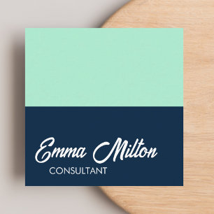 Modern Elegant Blue Mint Bold Consultant Square Business Card