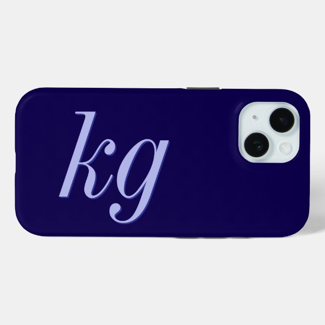 Modern Elegant Blue Monogram Initials Case-Mate iPhone Case (Back (Horizontal))