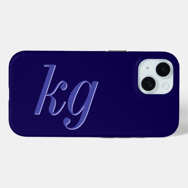 Modern Elegant Blue Monogram Initials Case-Mate iPhone Case (Back (Horizontal))