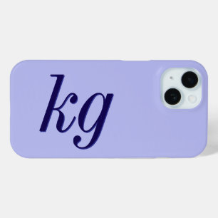 Modern Elegant Blue Monogram Initials iPhone 15 Case
