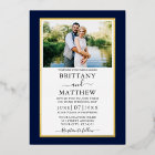 Modern Elegant Blue Photo Wedding Gold