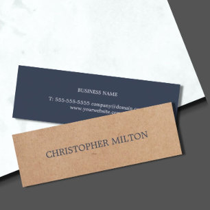 Modern Elegant Blue Printed Kraft Paper Consultant Mini Business Card