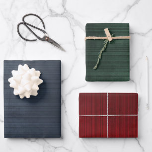 Modern Elegant Blue Red Green Rustic striped Wrapping Paper Sheet