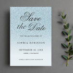 Modern Elegant blue Save the Date Quinceanera<br><div class="desc">Modern and elegant Dusty blue ombre glitter script save the date card quinceanera featuring black modern calligraphy. Stylish and unique custom design.</div>