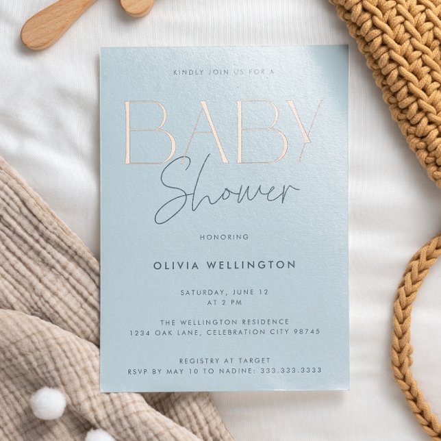 Modern Elegant Blue Script Baby Shower Gold (Creator Uploaded)
