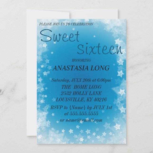 Modern, Elegant Blue Star Save The Date (Front)