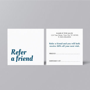 Modern Elegant Blue White Beauty Referral Card