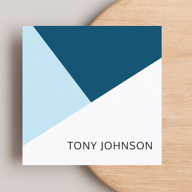Modern Elegant Blue White Geometric Consultant Square Business Card (Creator Uploaded)