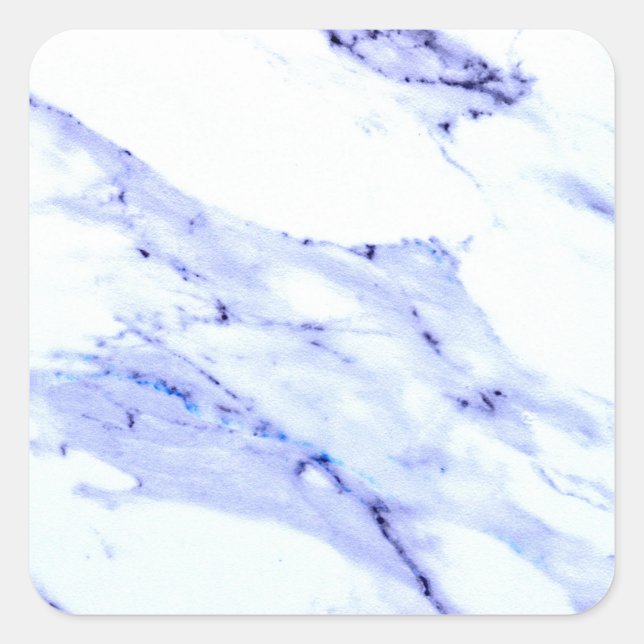 Modern Elegant Blue, White Marble granite pattern  Square Sticker (Front)