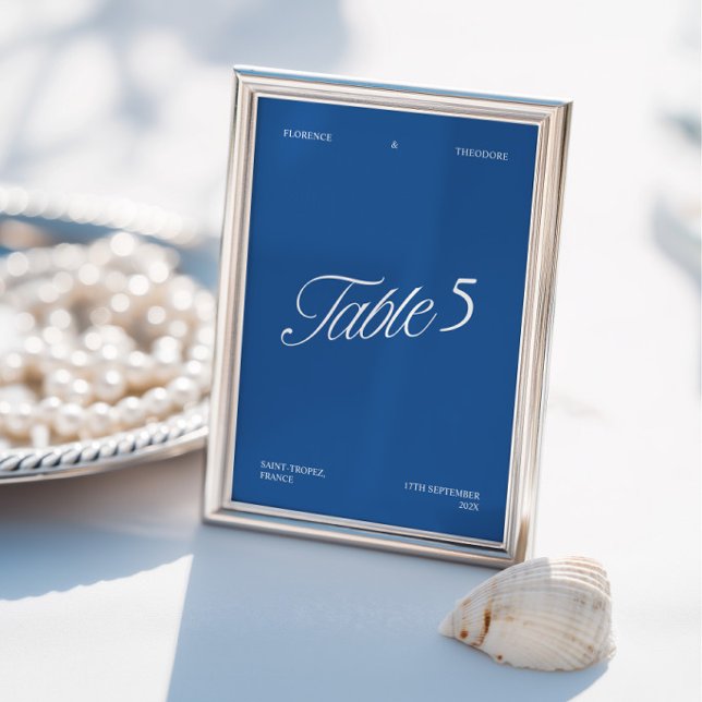 Modern Elegant Blue & White Wedding Table Number (Modern Elegant Blue & White Wedding Table Number)