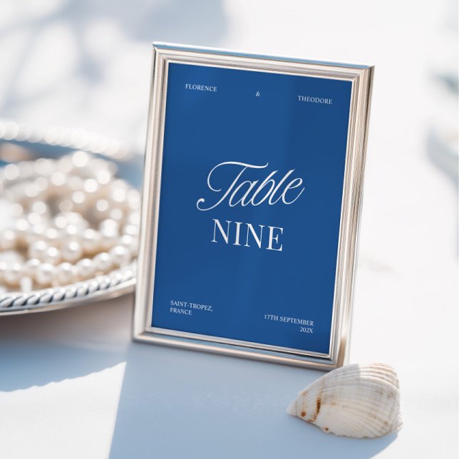 Modern Elegant Blue & White Wedding Table Number (Modern Elegant Blue & White Wedding Table Number)