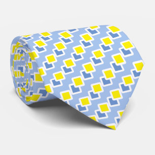 Modern Elegant Blue & Yellow Squares on Light Blue Tie