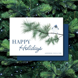Modern Elegant Bluebird Happy Holidays Business Holiday Card