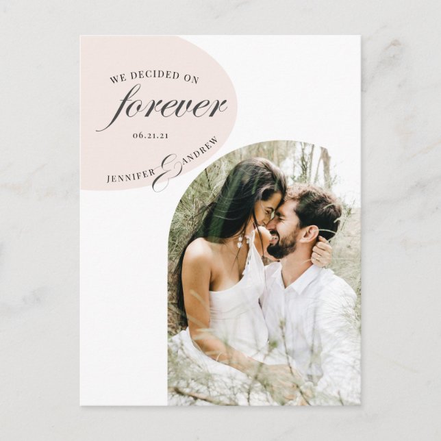 modern elegant blush photo save the date postcard (Front)