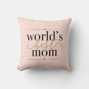 Modern Elegant Blush Pink and Gold Worlds Best Mum Cushion