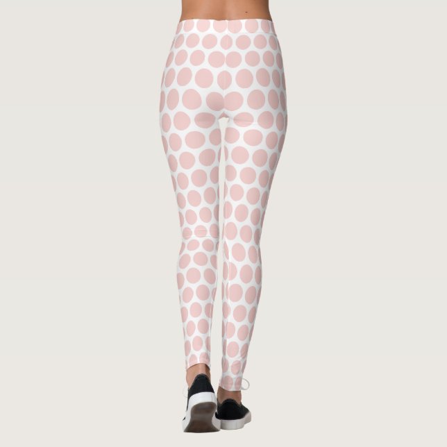 Modern Elegant Blush Pink And White Colours Leggings (Back)