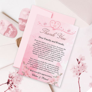 Modern Elegant Blush Pink Blooming in Bliss Cute Thank You Card