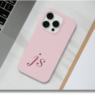 Modern Elegant Blush Pink Gold Monogram Initials iPhone 15 Pro Case